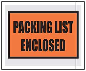Printed Packing List Pouches 4.5" x 5.5"